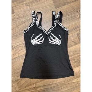 Graphic Cami Tank Top Womens L Skeleton Hands Goth Emo Y2K Alt Grunge Halloween